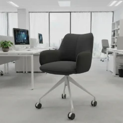 Silla de reuniones con ruedas Gala, estructura giratoria