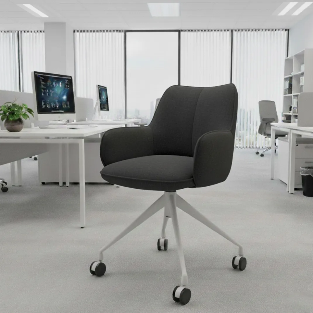 Silla de reuniones con ruedas Gala, estructura giratoria