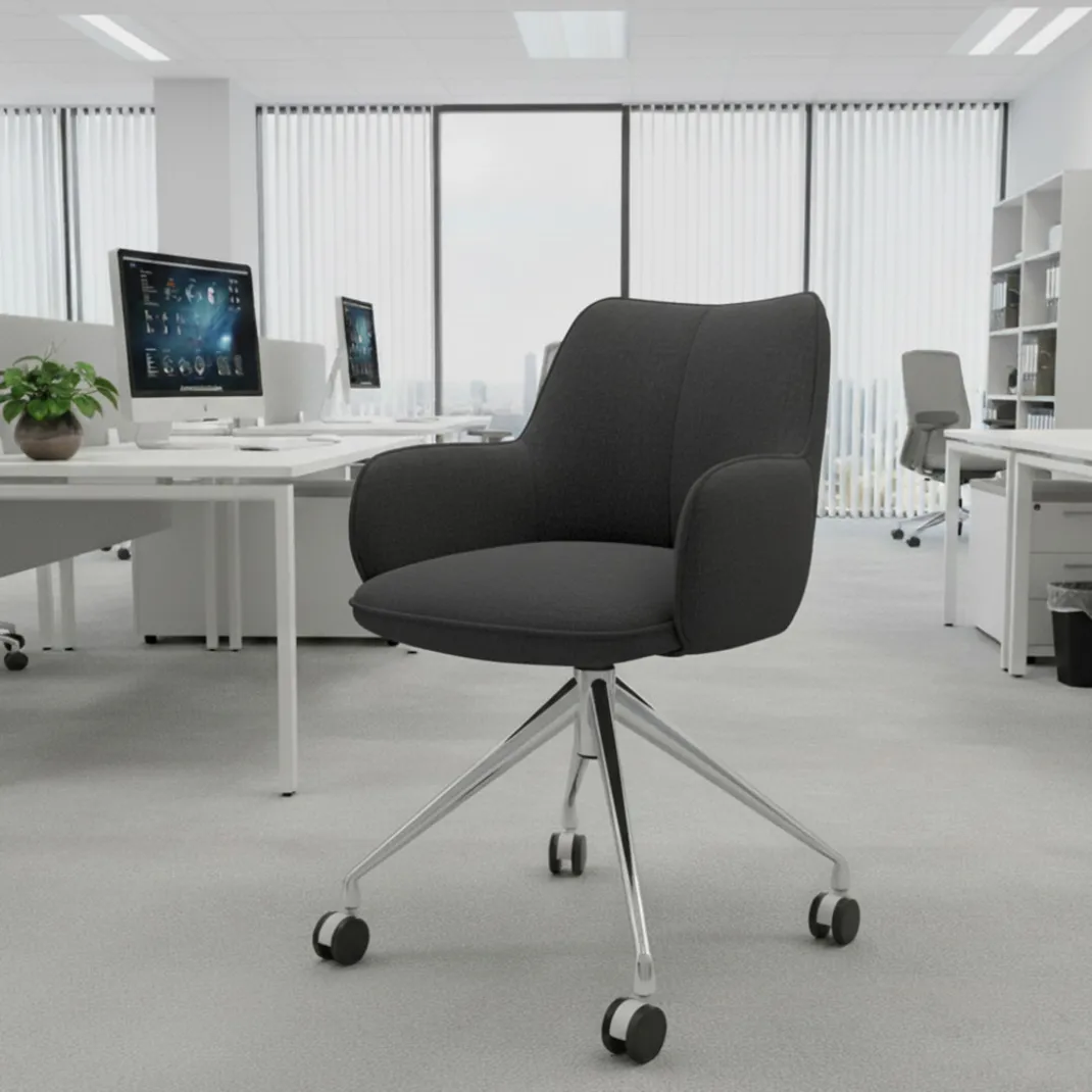 Silla de reuniones con ruedas Gala, estructura giratoria