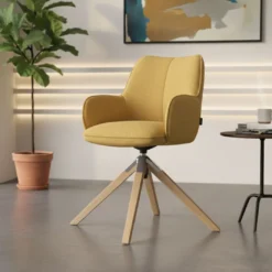 Silla de reuniones Gala, estructura giratoria, base de madera