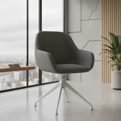 Silla de reuniones Moon Base de aluminio giratoria