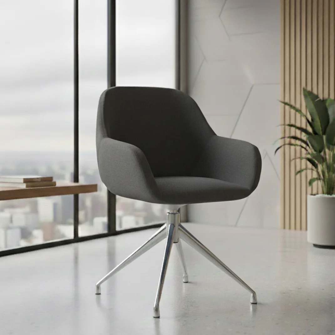 Silla de reuniones Moon Base de aluminio giratoria