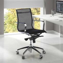 Silla oficina de diseño Croma, respaldo bajo, red transpirable