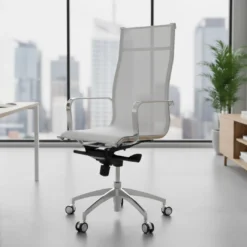 Silla oficina de diseño Croma, respaldo alto, red transpirable