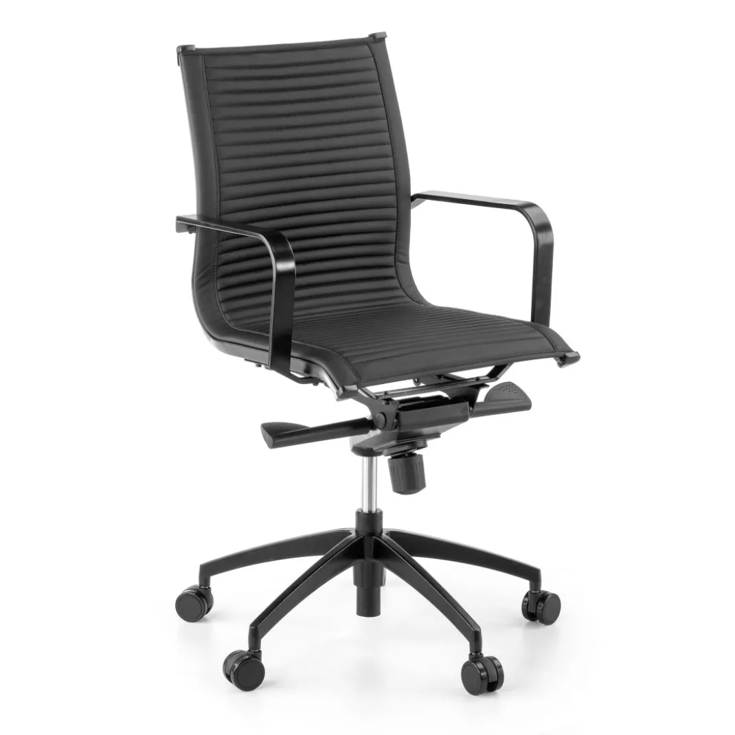 Silla oficina de diseño Croma, respaldo bajo, estructura negra