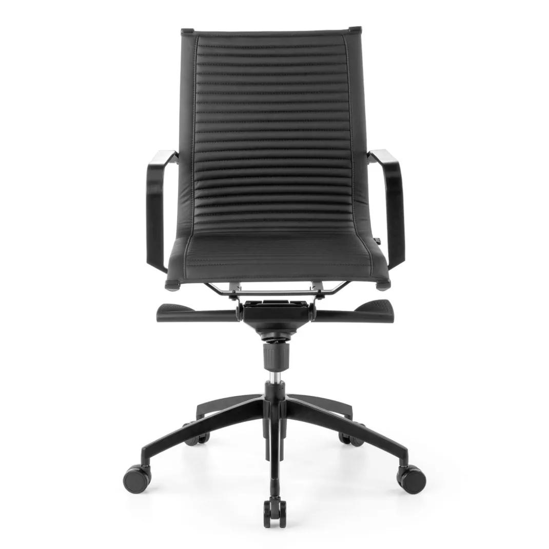 Silla oficina de diseño Croma, respaldo bajo, estructura negra