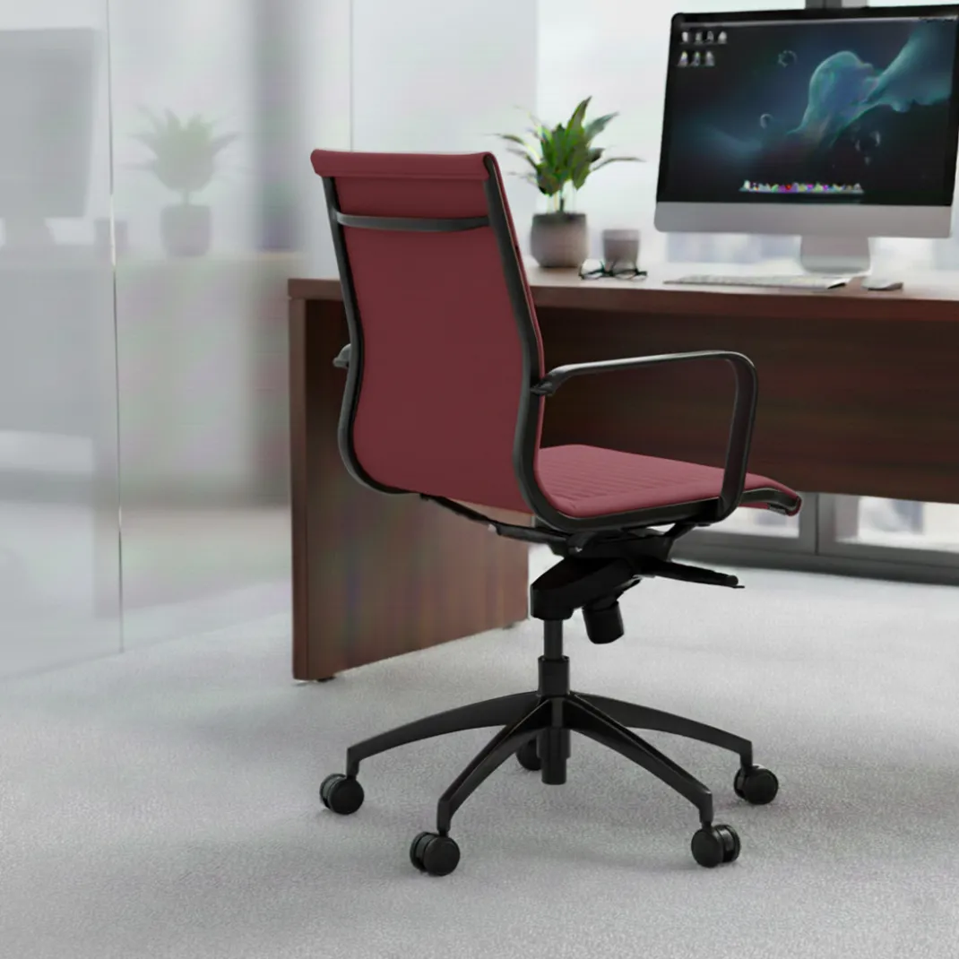 Silla oficina de diseño Croma, respaldo bajo, estructura negra
