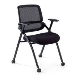 Silla plegable de formación Flexia, respaldo de red, con ruedas