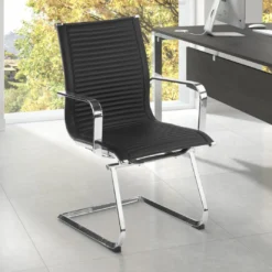 Sillón confidente de oficina Croma, estructura patín