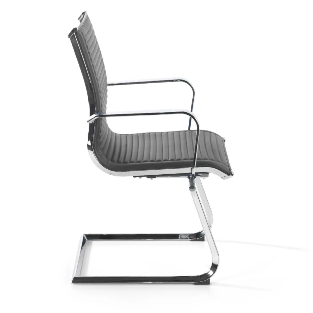Sillón confidente de oficina Croma, estructura patín