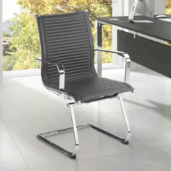 Sillón confidente de oficina Croma, estructura patín