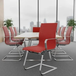 Sillón confidente de oficina Croma, estructura patín