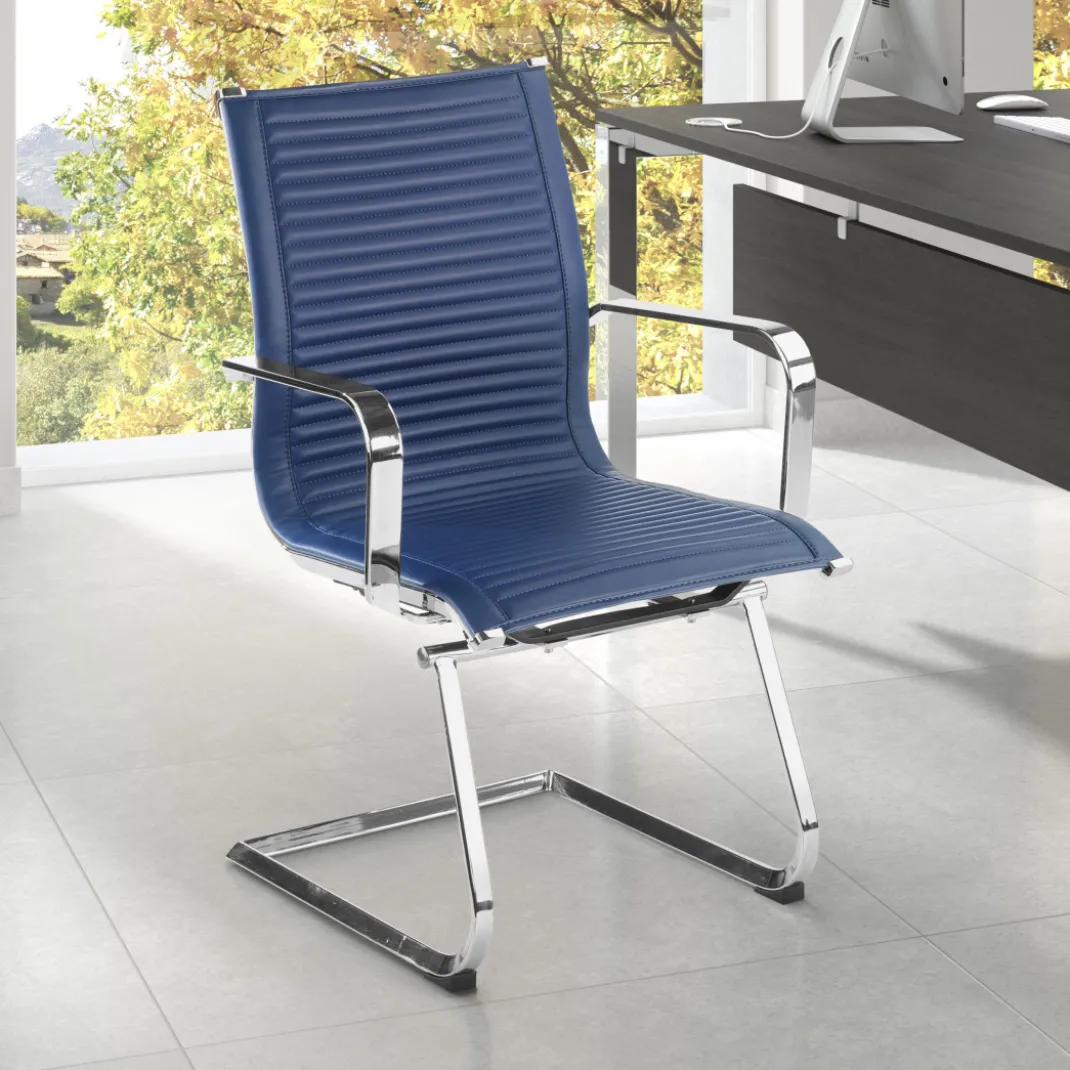 Sillón confidente de oficina Croma, estructura patín