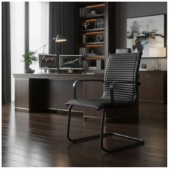 Sillón confidente de oficina Croma, estructura negra