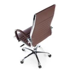 Sillón de dirección Virginia, marco cromado, piel natural