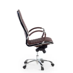 Sillón de dirección Virginia, marco cromado, piel natural