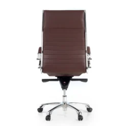 Sillón de dirección Virginia, marco cromado, piel natural