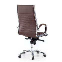 Sillón de dirección Virginia, marco cromado, piel natural