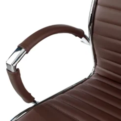 Sillón de dirección Virginia, marco cromado, piel natural