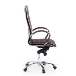 Sillón de dirección Virginia, marco cromado, piel natural