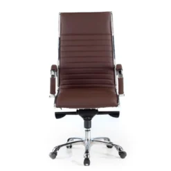 Sillón de dirección Virginia, marco cromado, piel natural