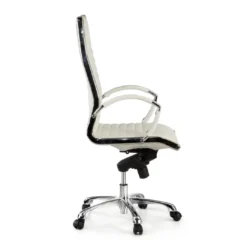 Sillón de dirección Virginia, marco cromado, piel natural
