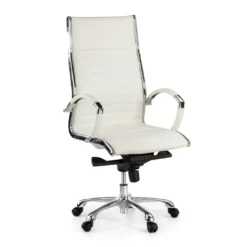 Sillón de dirección Virginia, marco cromado, piel natural