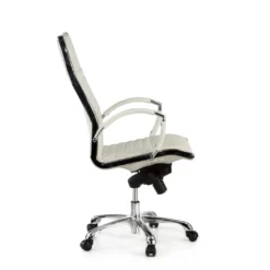 Sillón de dirección Virginia, marco cromado, piel natural