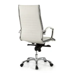 Sillón de dirección Virginia, marco cromado, piel natural