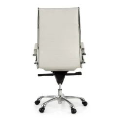 Sillón de dirección Virginia, marco cromado, piel natural