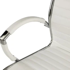 Sillón de dirección Virginia, marco cromado, piel natural