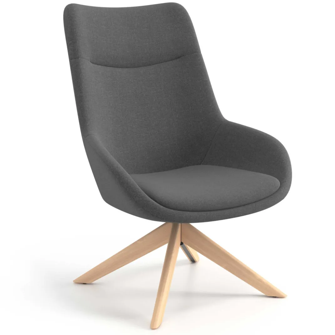 Sillón de Espera Capri, respaldo Alto, base giratoria madera