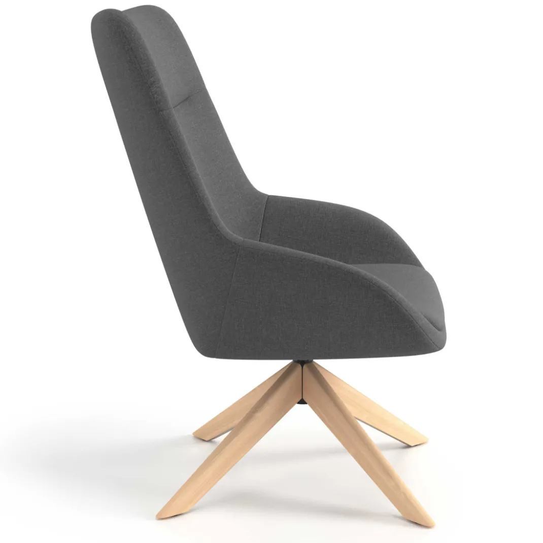 Sillón de Espera Capri, respaldo Alto, base giratoria madera