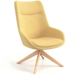 Sillón de Espera Capri, respaldo Alto, base giratoria madera
