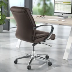 Sillón de oficina Bahía respaldo bajo Piel natural
