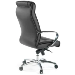 Sillón de oficina Bahia piel natural, brazos de aluminio