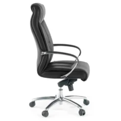 Sillón de oficina Bahia piel natural, brazos de aluminio