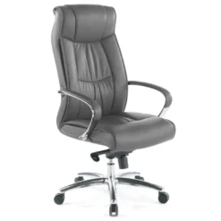 Sillón de oficina Bahia piel natural, brazos de aluminio