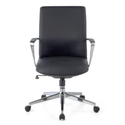 Sillón de Oficina Bristol respaldo bajo, brazos aluminio, ecopiel