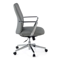 Sillón de Oficina Bristol respaldo bajo, brazos aluminio, ecopiel