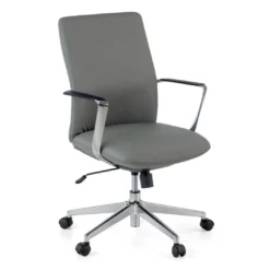 Sillón de Oficina Bristol respaldo bajo, brazos aluminio, ecopiel