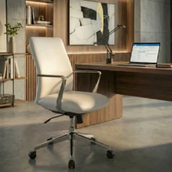 Sillón de Oficina Bristol respaldo bajo, brazos aluminio, ecopiel