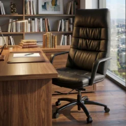 Sillón de oficina dirección Edinburgo, piel natural