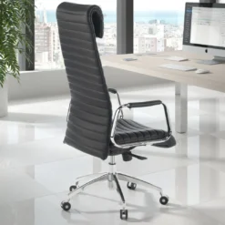 Sillón de oficina Jaguar, base aluminio, Ecopiel