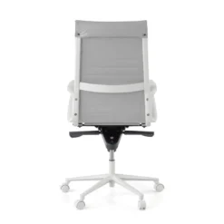 Sillón oficina Diseño Forli, estructura blanca, respaldo alto, ecopiel