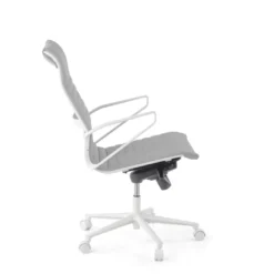 Sillón oficina Diseño Forli, estructura blanca, respaldo alto, ecopiel