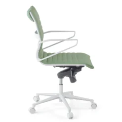 Sillón oficina Diseño Forli, estructura blanca, respaldo bajo, ecopiel