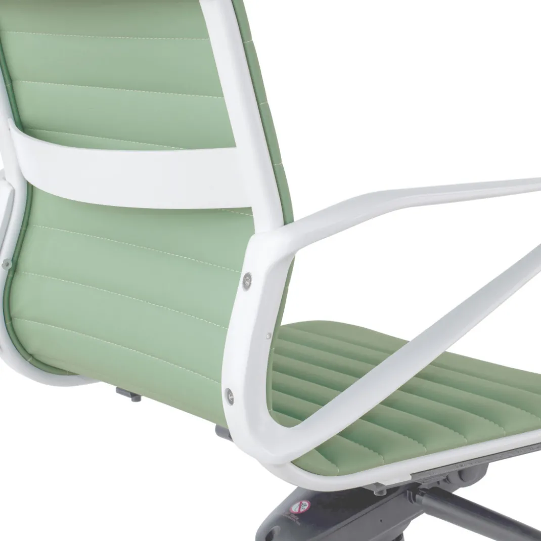 Sillón oficina Diseño Forli, estructura blanca, respaldo bajo, ecopiel