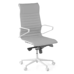 Sillón oficina Diseño Forli, estructura blanca, respaldo alto, ecopiel