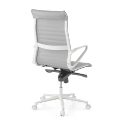 Sillón oficina Diseño Forli, estructura blanca, respaldo alto, ecopiel